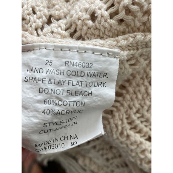 Crochet Fringe Vest Tan Neutral Medium - Picture 8 of 8